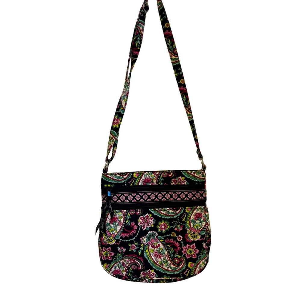Vera Bradley Triple Zip Hipster Petal Paisley Pattern Crossbody Bag Purse